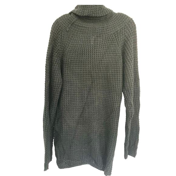 Grecerelle Chunky Knit Sweater XL Black Cowl Neck Button Collar Cardigan Cozy - Picture 2 of 8